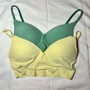 PINK Victoria's Secret Green and Yellow Color-Block Bra